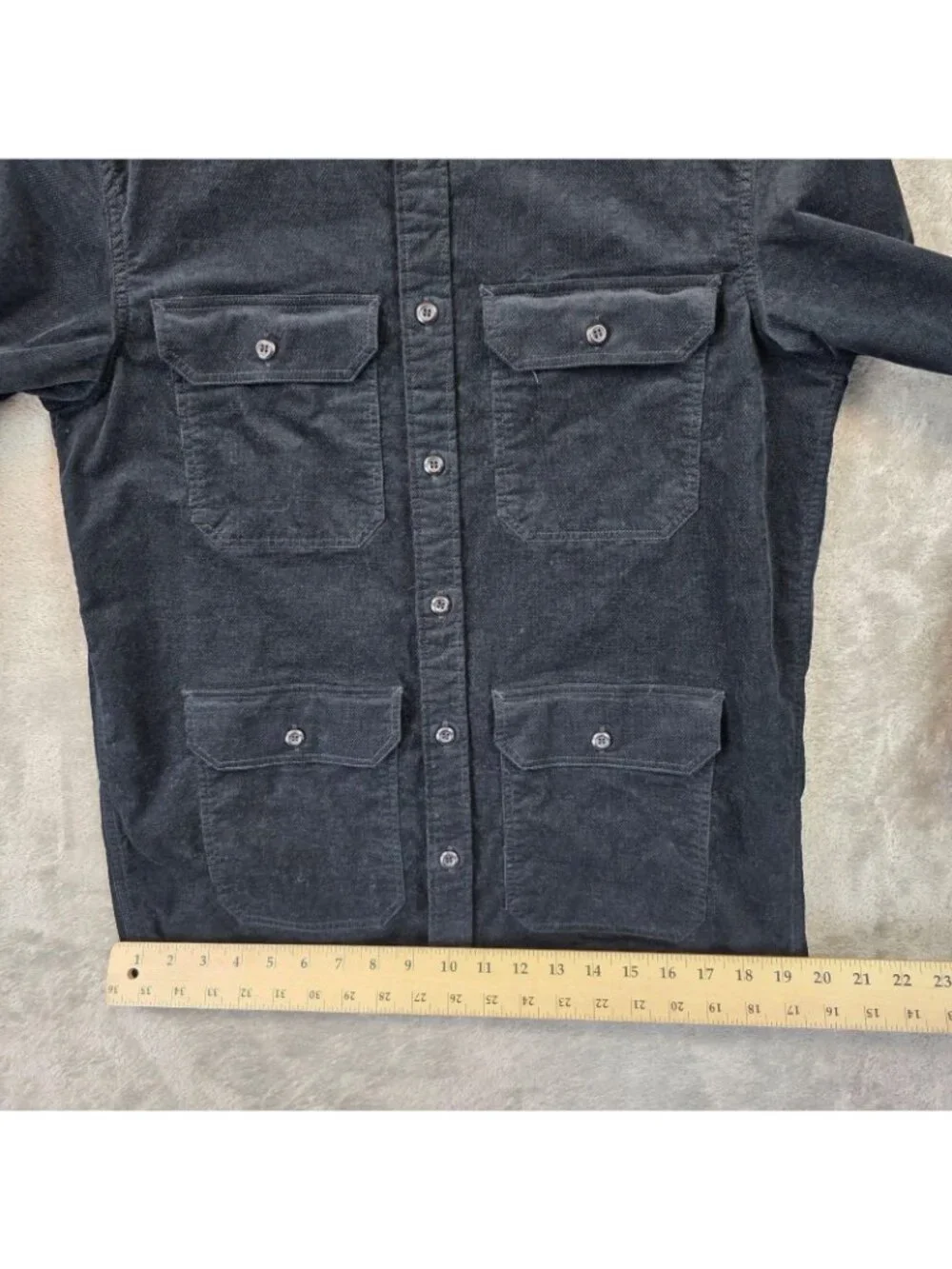 Banana Republic Shirt Mens Small Black Corduroy Military Button Pockets